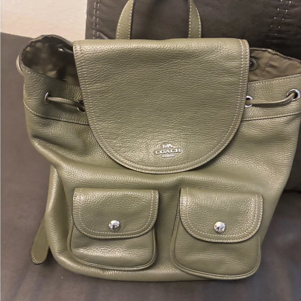 Coach Surplus Green Pebble Leather Pennie Backpack - Picture 1 of 11